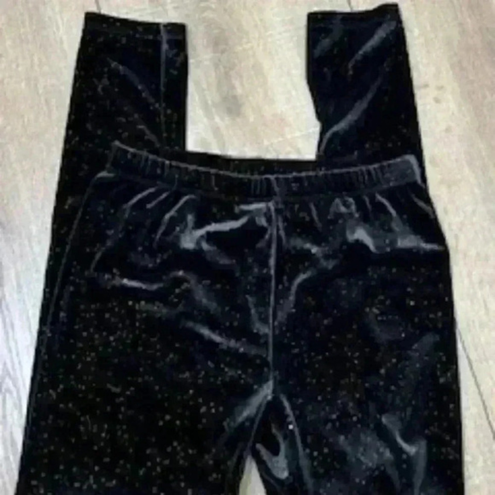 Epic Threads Black Knit Velour Sparkle Leggings Pants Girls Sz Large